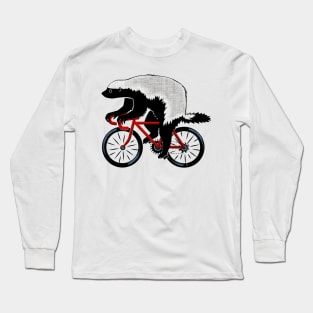 Honey Badger On A Bicycle Long Sleeve T-Shirt